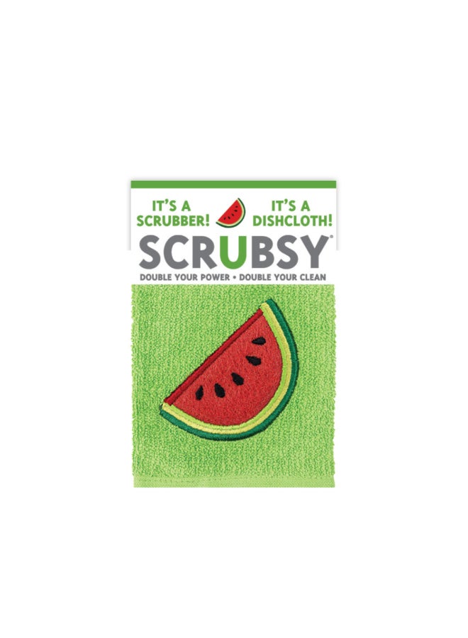 Watermelon Scrubsy Scrubber Dish Cloth Green and Red 12 x 12 Inch 5010-1707